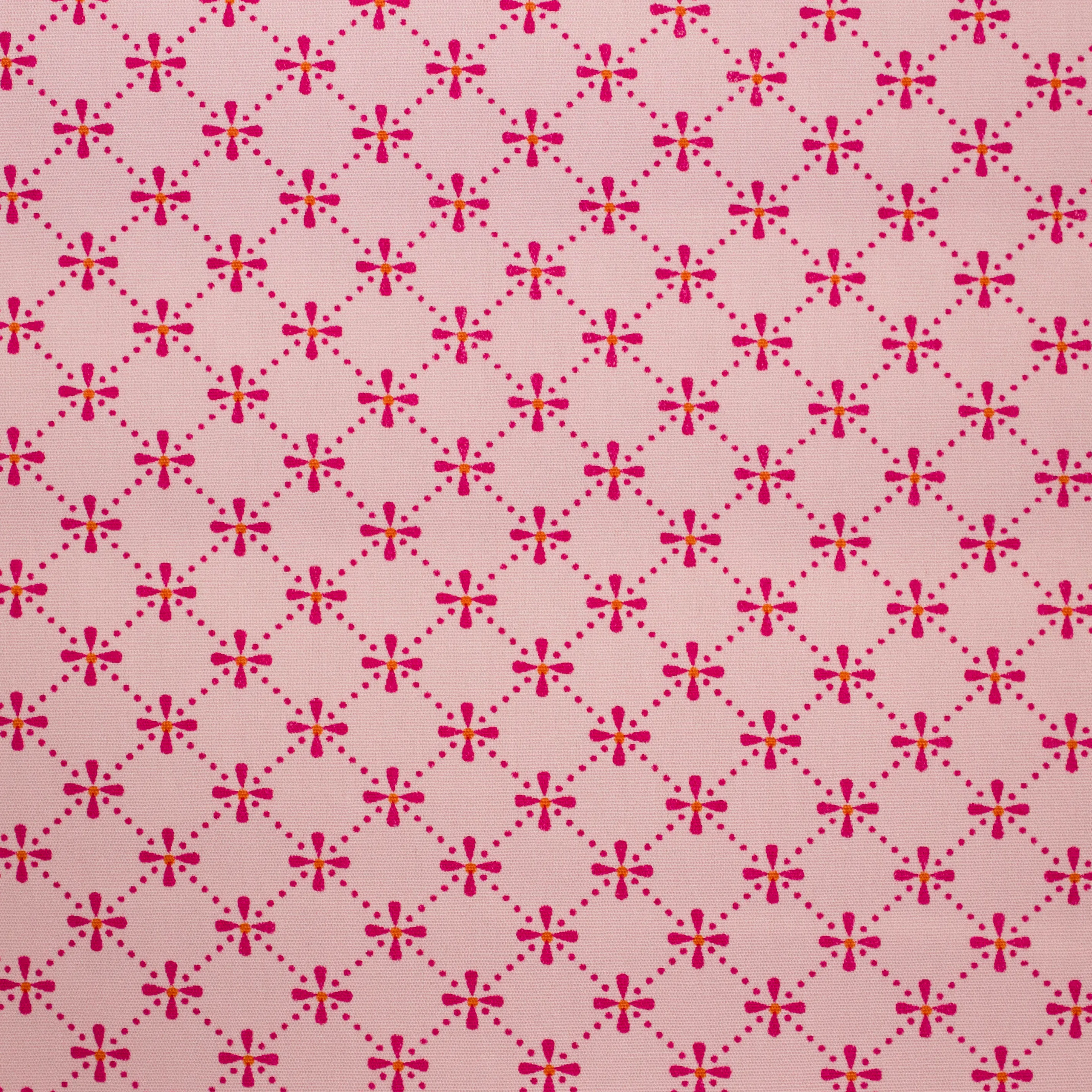 Katoen poplin roos met roze bloemen